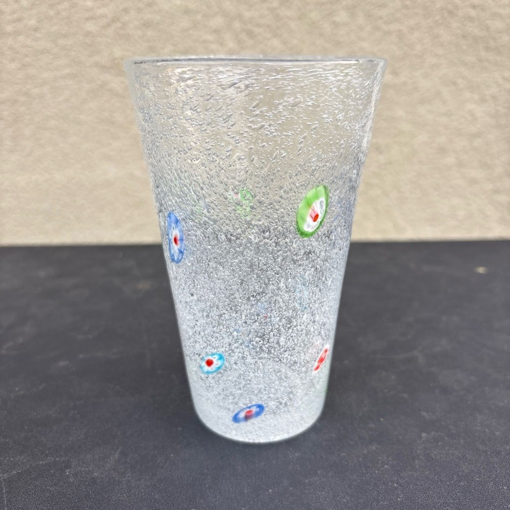 Crate And Barrel Zazz Millefiori Bubble Glass Single Tumbler